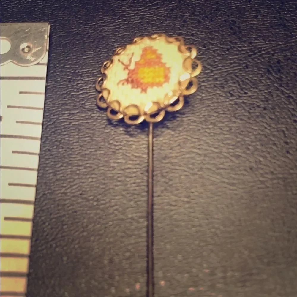 Vintage Cross stitch  Butterfly Stick Pin Brooch - Picture 7 of 8